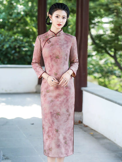 Plus Size Silk Autumn Winter Cheongsam Qipao 18