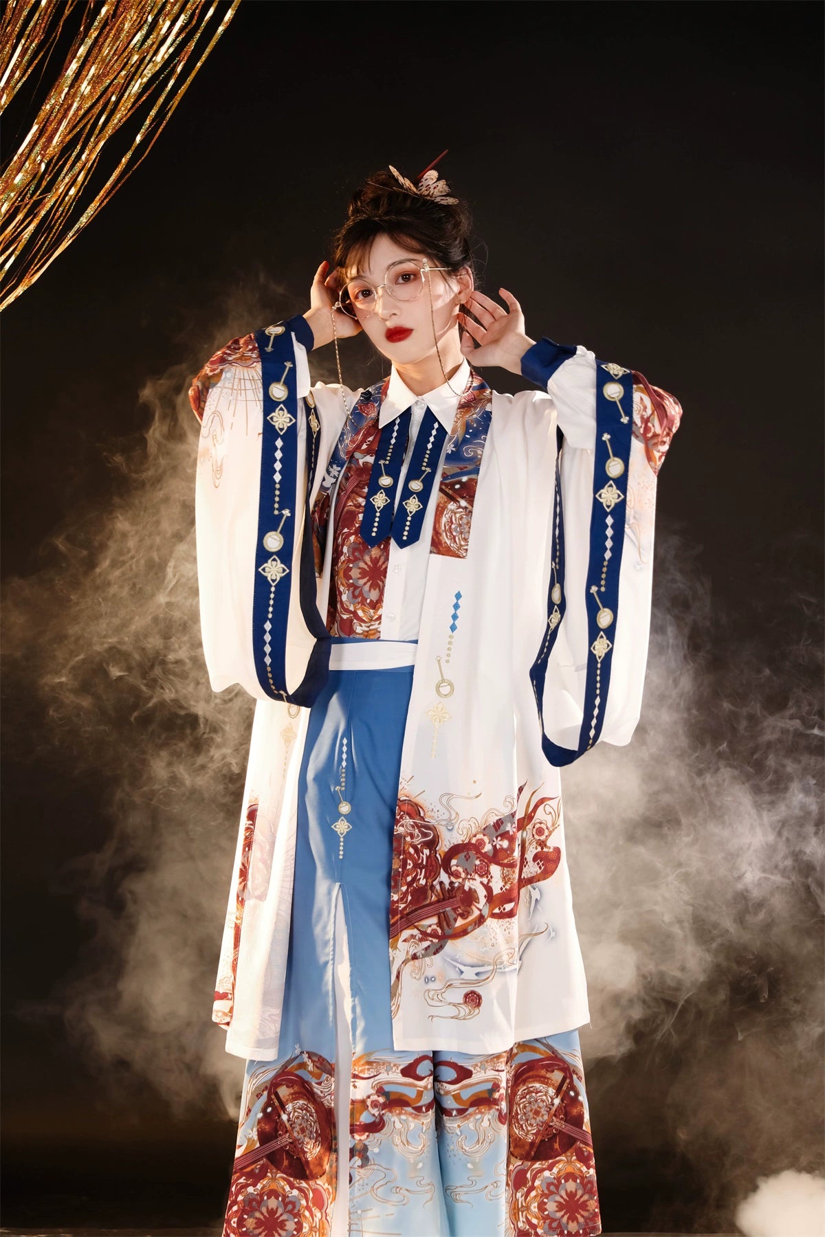 Lookbook Series Pipa Song Fashion Printed Modified Horse Face Skirt Suit