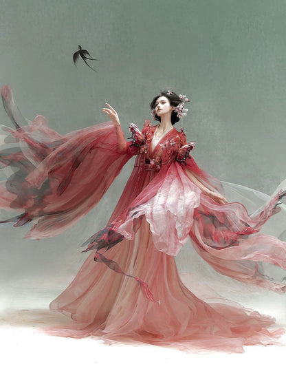 Mythology Series Blush Lepida Embroidered Myrobalan Skirt Hanfu