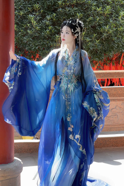 Haute Couture Series Woven Fabric Embroidered Qing Huan Moon Star Goddess Qin Hanfu