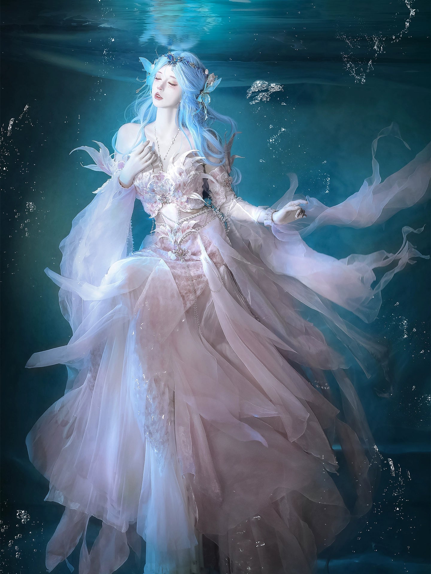 Exotic Series Blush Mermaid Hanfu Dress