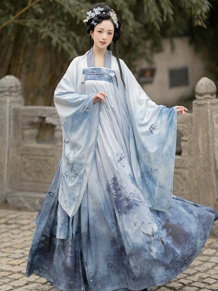 Unisex Original Hanfu 寄君曲 chest-length skirt with large sleeves