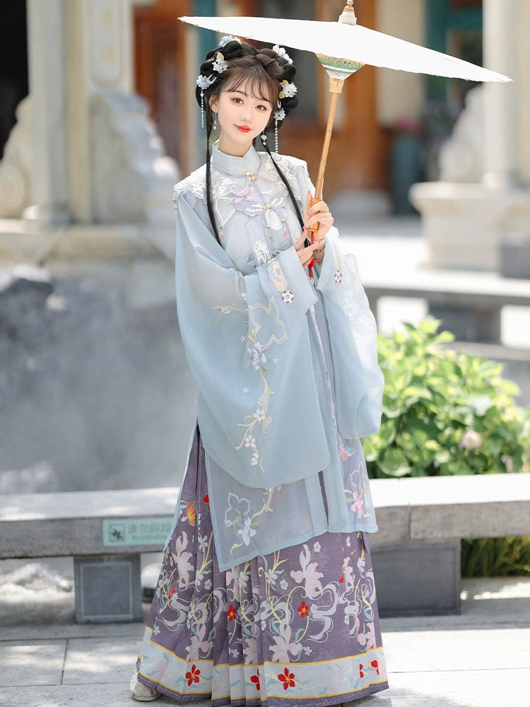 LOOKBOOK SERIES Ming Dynasty Horse Face Skirt Pink Blue Set