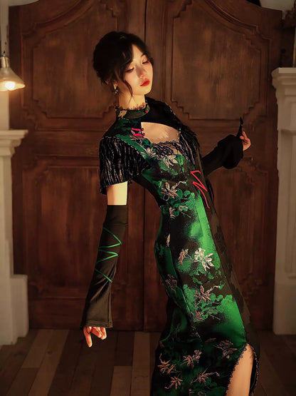 New Chinese Style Velvet Silk Cheongsam Qipao East Witch