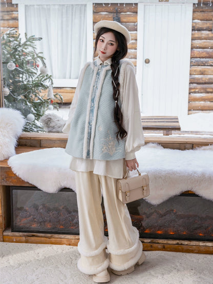 Dreams Stand-Up Collar Shirt Wide-Leg Pants