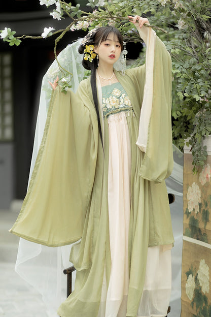 Matcha Tang Dynasty Myrobalan skirt Hanfu women's one-piece fairy-like authentic suit