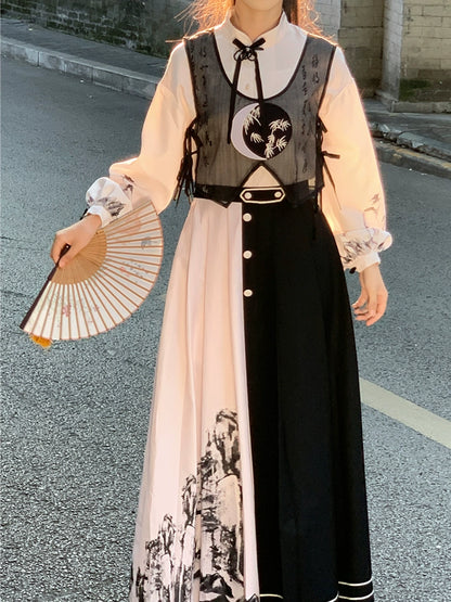 Flower Poetry Hanfu Female Han Elements Dress Pants Suit