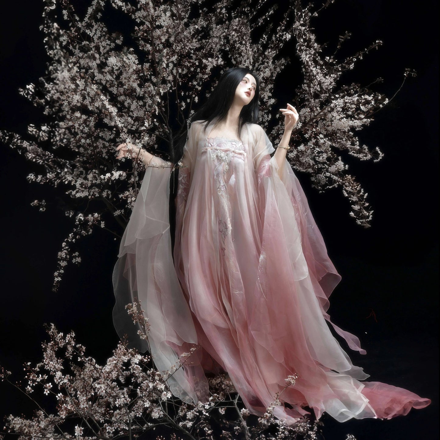 Haute Couture Series Woven Fabric Embroidered Hanfu Qing Huan Rubythornix Tang
