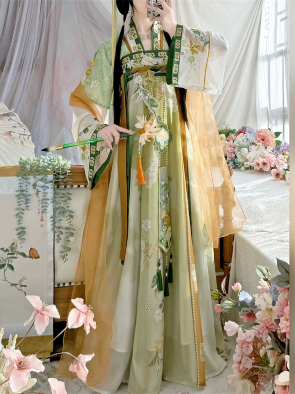 Lookbook Series 2025 Hanfu Spring Green Scenery Orange