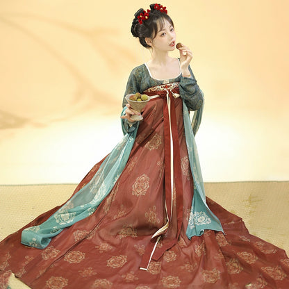 Original Hanfu women Tang Dynasty Open collar chest-length skirt