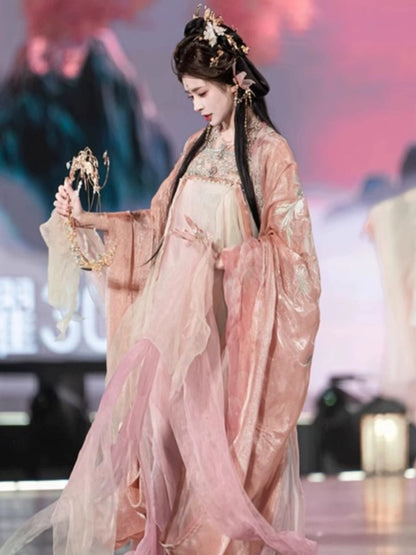 Mythology Series Pink Spirit Dragon Embroidered Myrobalan Skirt Hanfu