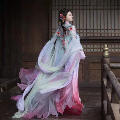 Oriental Aesthetics Series Pomegranate Flowers Dancing Hanfu Dress