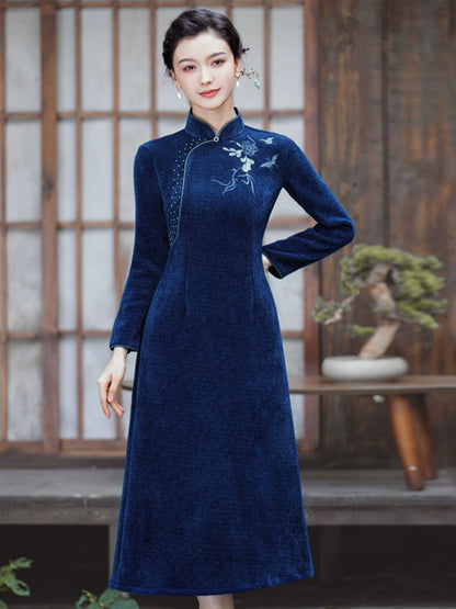 Plus Size Silk Autumn Winter Cheongsam Qipao 26