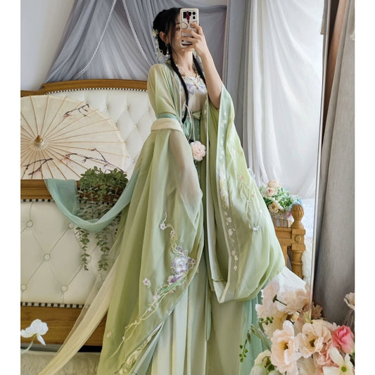 LOOKBOOK SERIES Tang Dynasty Pink Green Blue Shirt Hanfu