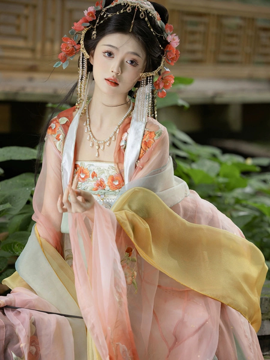 Cloud-Kissing Nature Series Ruby Bloom Tang Hanfu