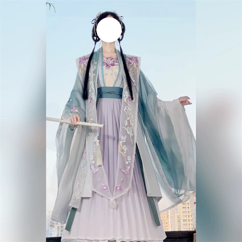 LOOKBOOK SERIES Song Dynasty Purple Green Blue Shirt Hanfu