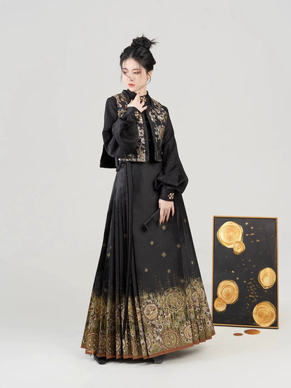 Weaving Modern Hanfu Golden Flower Jade Mirror