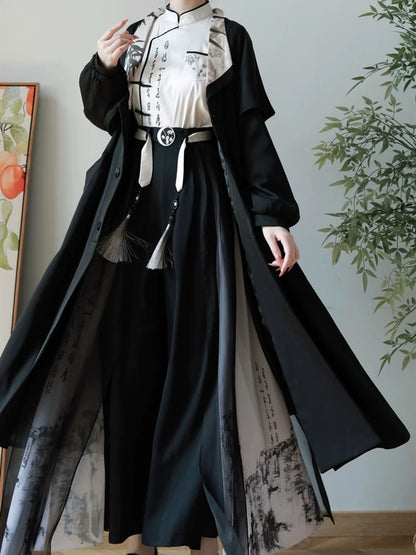 Flower Poetry Hanfu Female Han Elements Dress Pants Suit