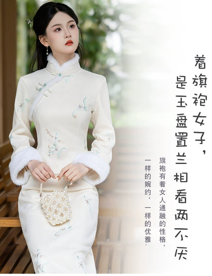 Plus Size Silk Autumn Cheongsam Qipao 33