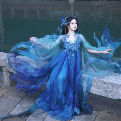 Oriental Aesthetics Series Blue Morpho Hanfu Dress
