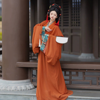 Qin Han Warring States period Robe Hanfu straight Hem