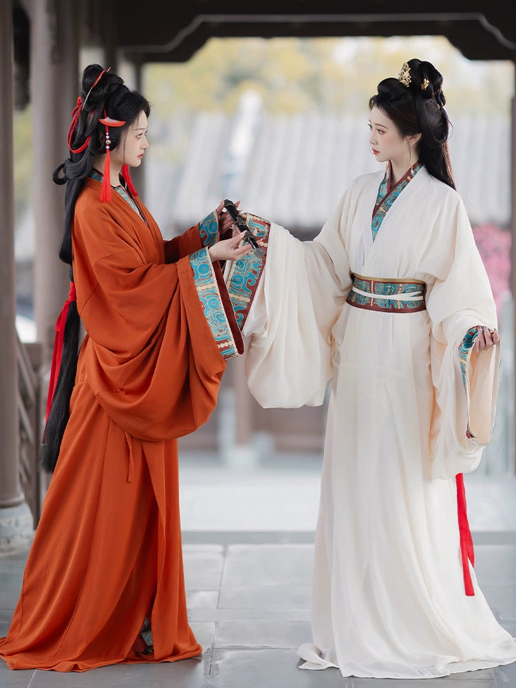 Qin Han Warring States period Robe Hanfu straight Hem