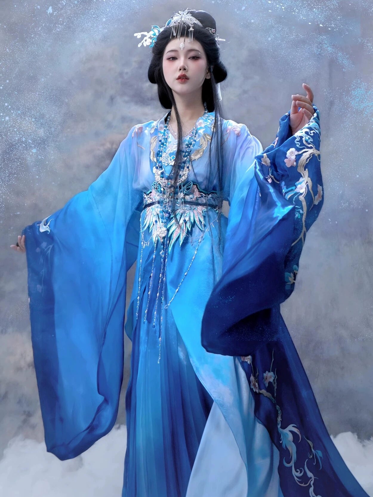 Haute Couture Series Woven Fabric Embroidered Qing Huan Moon Star Goddess Han Hanfu