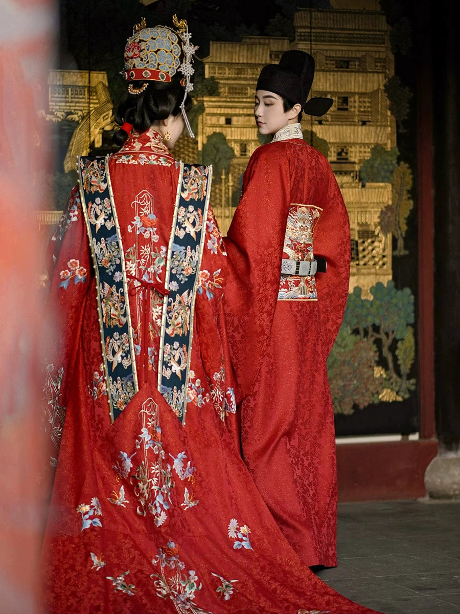 Haute Couture Series Woven Fabric Embroidered Qing Huan Bride Wedding Hanfu