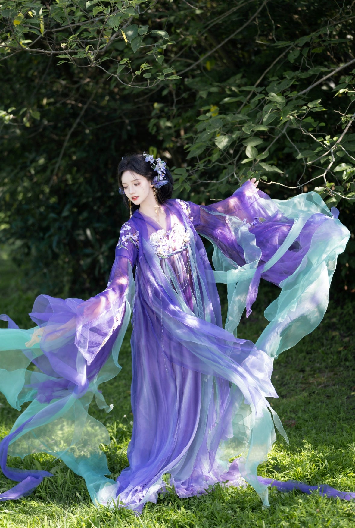 Oriental Aesthetics Series Gladdon Flowers Dancing Hanfu Dress