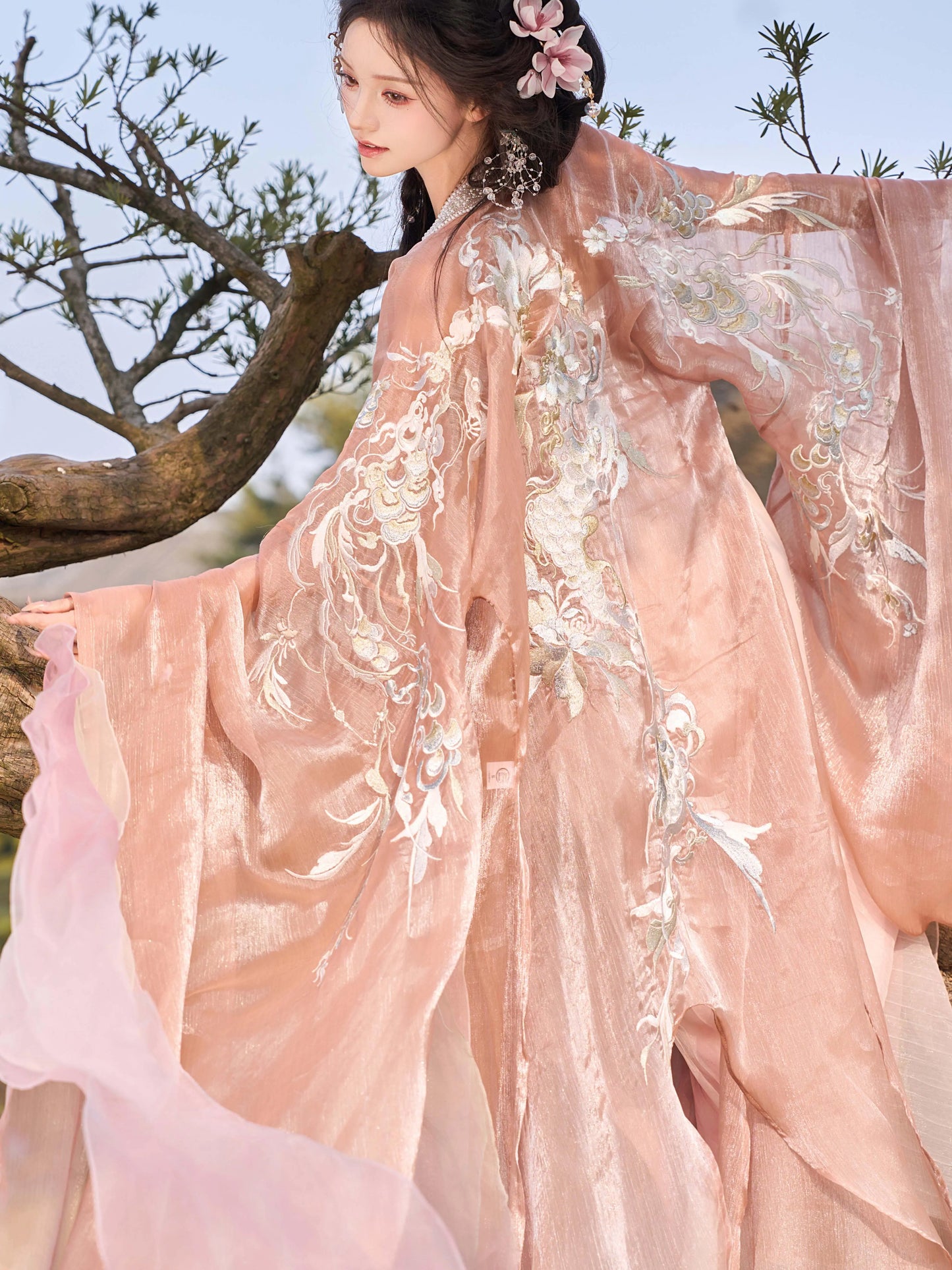 Mythology Series Pink Spirit Dragon Embroidered Myrobalan Skirt Hanfu