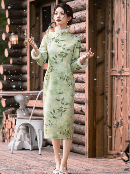 Plus Size Silk Autumn Winter Cheongsam Qipao 5