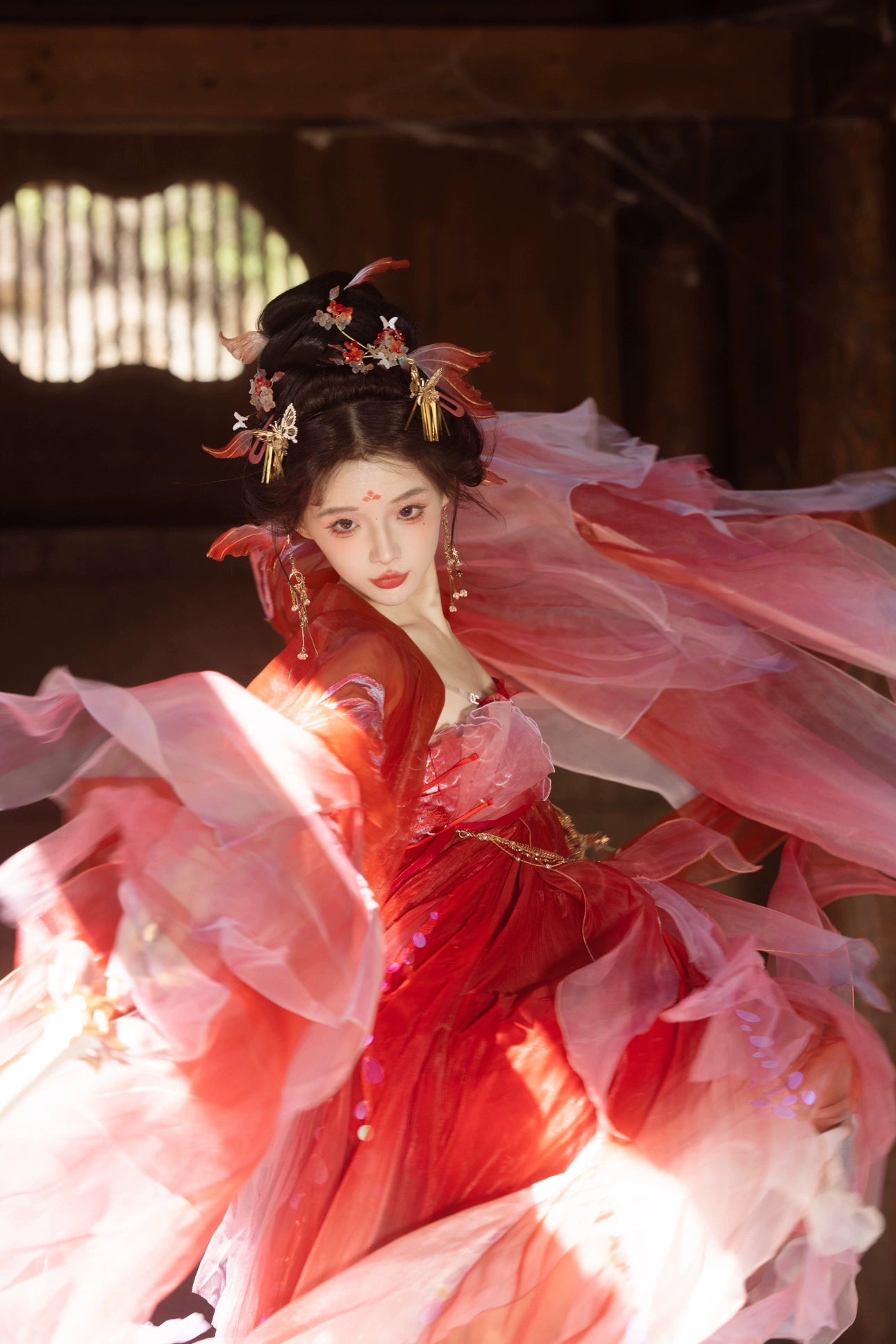 Oriental Aesthetics Series Scarlet Face Dancing Hanfu Dress