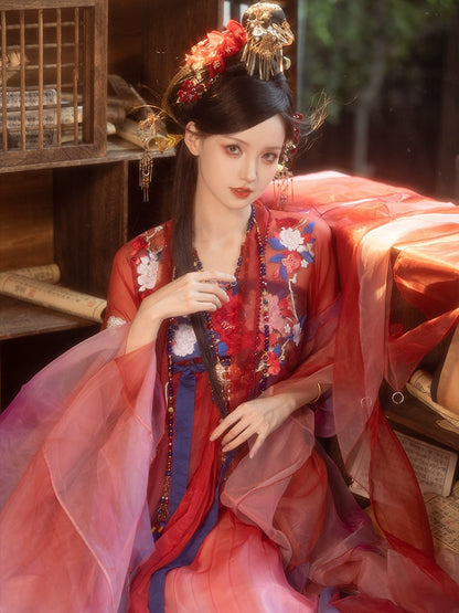 Twelve Flower Goddesses Series Pomegranate Hanfu Dress