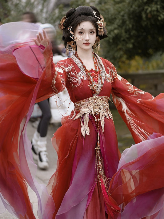 Mythology Series Red Koi Embroidered Myrobalan Skirt Hanfu