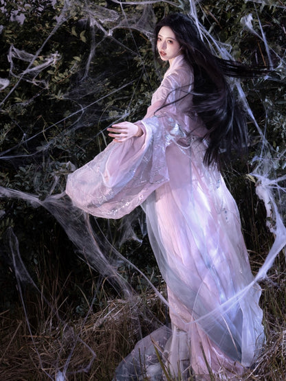 Ethereal Dreamscape Series Supreme Hanfu-Elegant Silk Veil Resembling Spider's Web