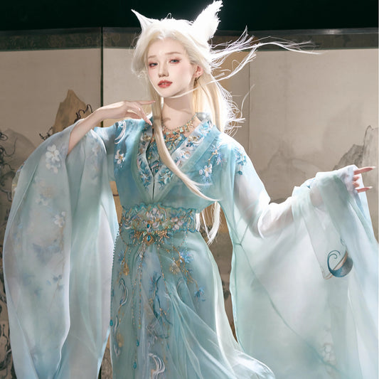 Haute Couture Series Woven Fabric Embroidered Hanfu Qing Huan Verdantfox Warring States