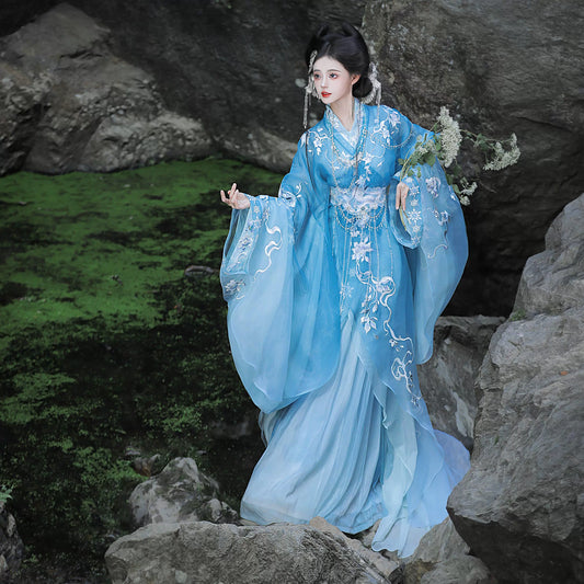 Haute Couture Series Woven Fabric Embroidered Hanfu Qing Huan Frostvulp Qin