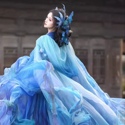 Oriental Aesthetics Series Blue Morpho Hanfu Dress