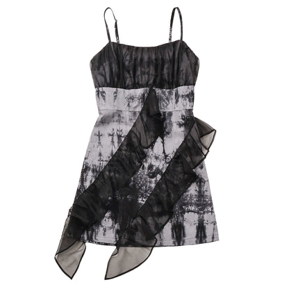 New Chinese Style Mix Slim Skirt Wash Painting Suit