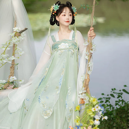 LOOKBOOK SERIES Tang Dynasty Green Blue Shirt Hanfu