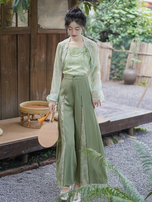 Flower Poetry Pants Suit Daily Song Dynasty Hanfu for women