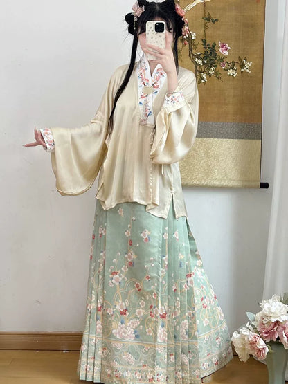 Lookbook Series Original Hanfu Ming Dynasty Cross-Collared Cross-Dressed Horse-Faced Skirt