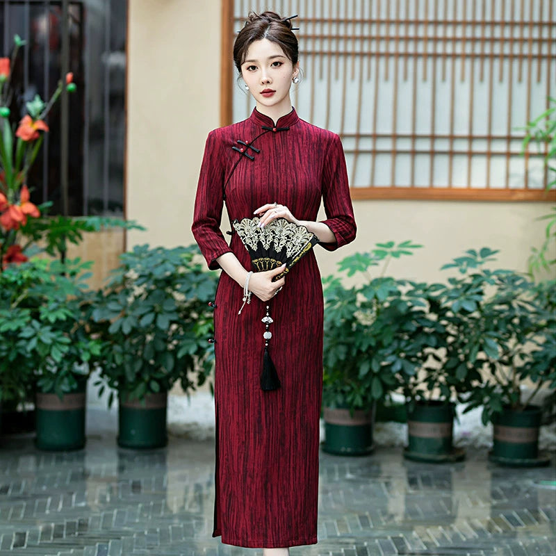 Plus Size Silk Autumn Cheongsam Qipao 23