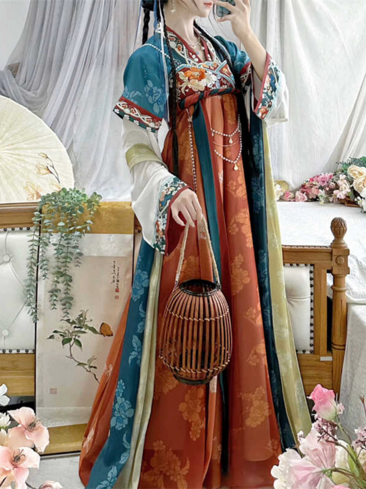 LOOKBOOK SERIES Tang Dynasty Blue Orange Shirt Hanfu