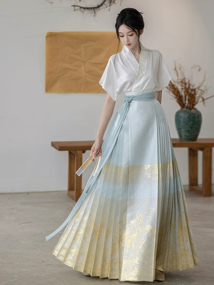 Dreams Lian Sheng Gold-Woven Horse-Faced Skirt