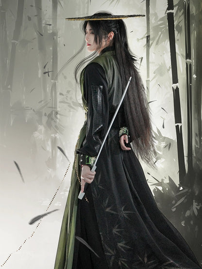 Male Hanfu Ming Dynasty Green Bamboo Leaf