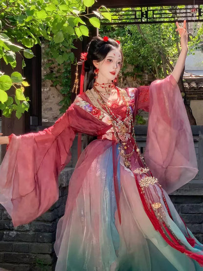 Oriental Aesthetics Series Praying Nine-Tailed Fox Dancing Hanfu Dress