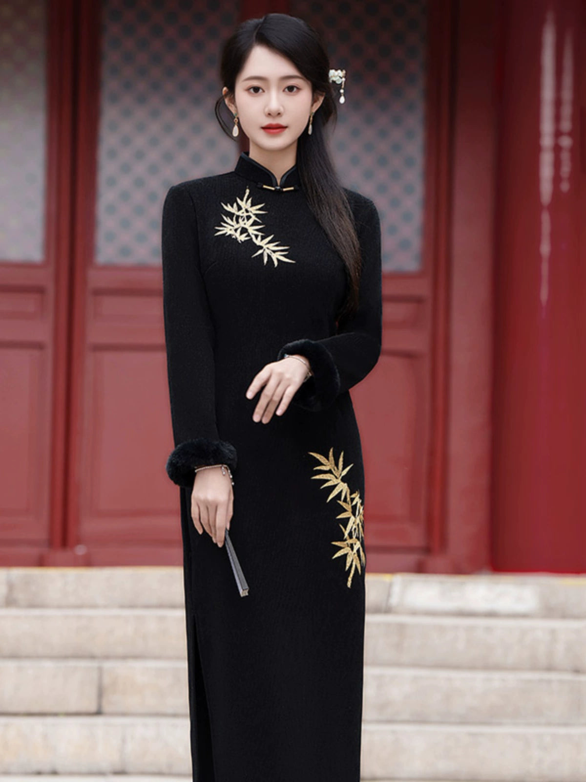 Plus Size Silk Autumn Winter Cheongsam Qipao 15