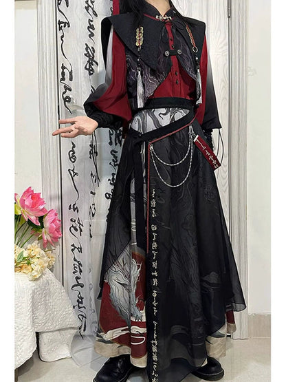 Tang Unisex Improved Han Element Hanfu Embroidery Suit