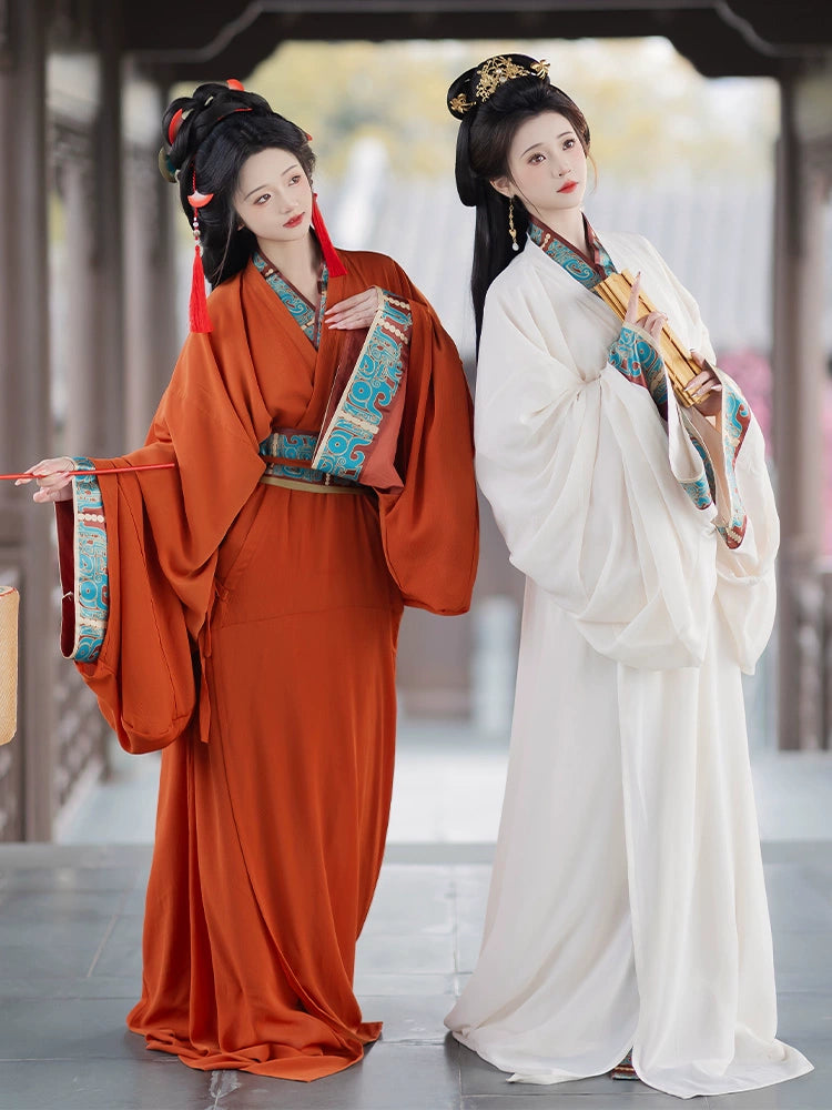 Qin Han Warring States period Robe Hanfu straight Hem